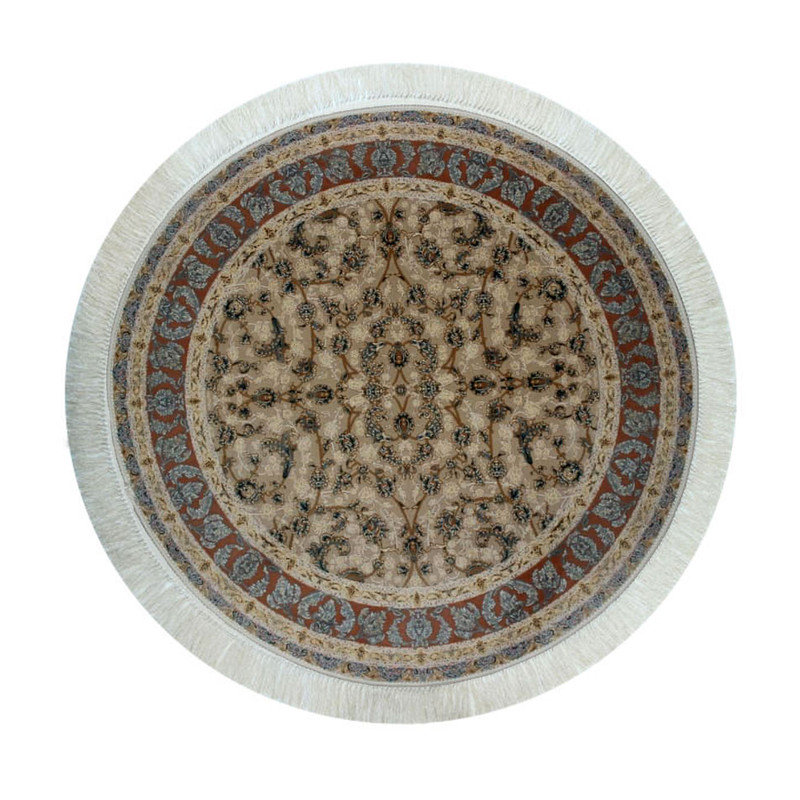 فرش ماشینی نگین مشهد هلال طرح گل برجسته مدل King  زمینه کرم