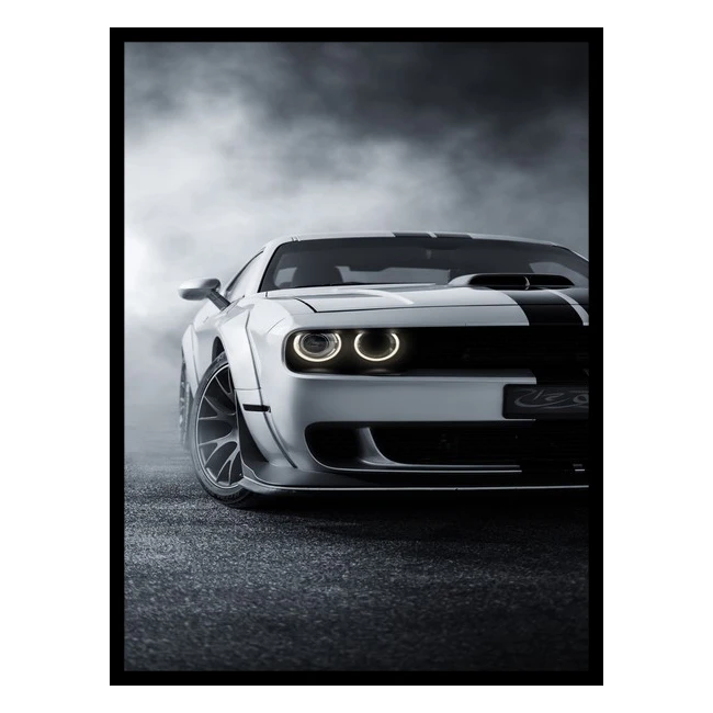 تابلو نوری بکلیت طرح ماشین و خودرو دوج چلنجر مدل B-bu5882 فریم مشکی