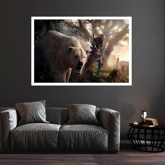 تابلو بکلیت طرح بازی Assassins Creed Valhalla مدل قاب شاسی W-s8775