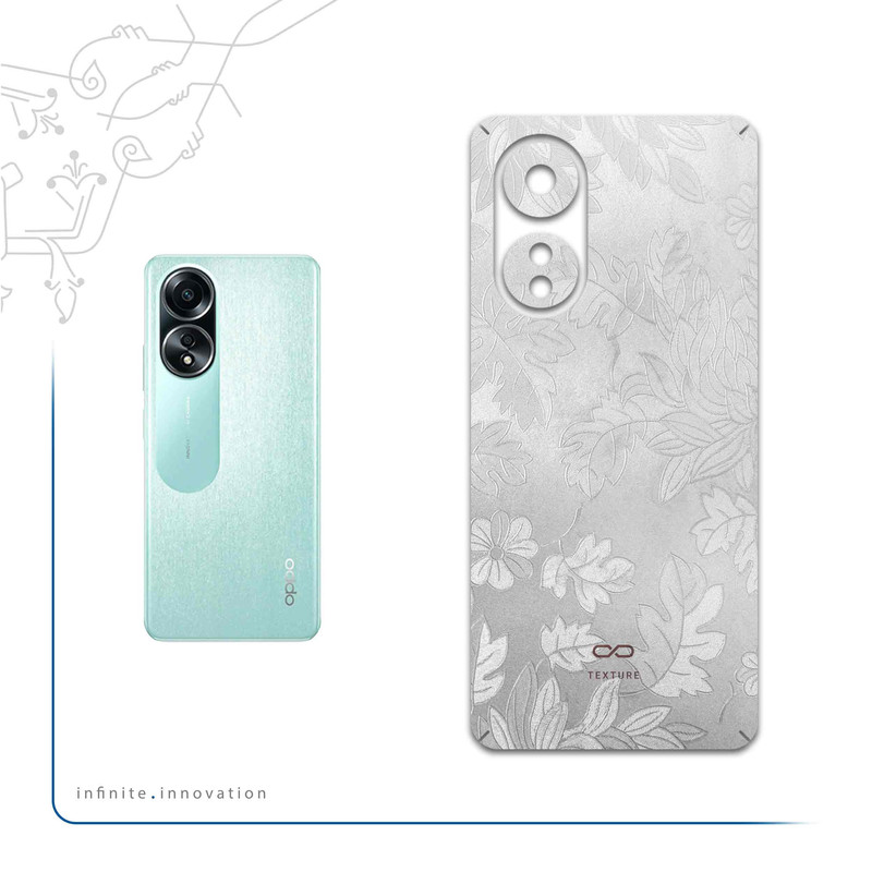 برچسب پوششی ماهوت مدل Silver-Wildflower مناسب برای گوشی موبایل اپو A58 4G