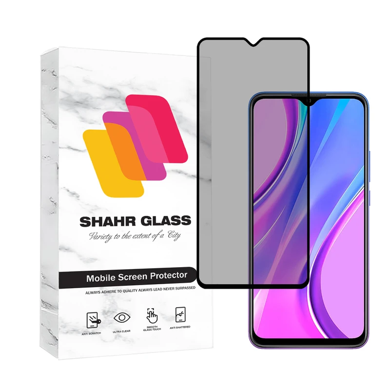 محافظ صفحه نمایش حریم شخصی شهر گلس مدل PRIVFULLS مناسب برای گوشی موبایل اپل شیائومی Redmi 9 / Redmi 9A / Redmi 9C / Redmi 9 Activ / Redmi 10A / Redmi 9AT / Redmi 9A Sport / Redmi 9 India / Redmi 9i 