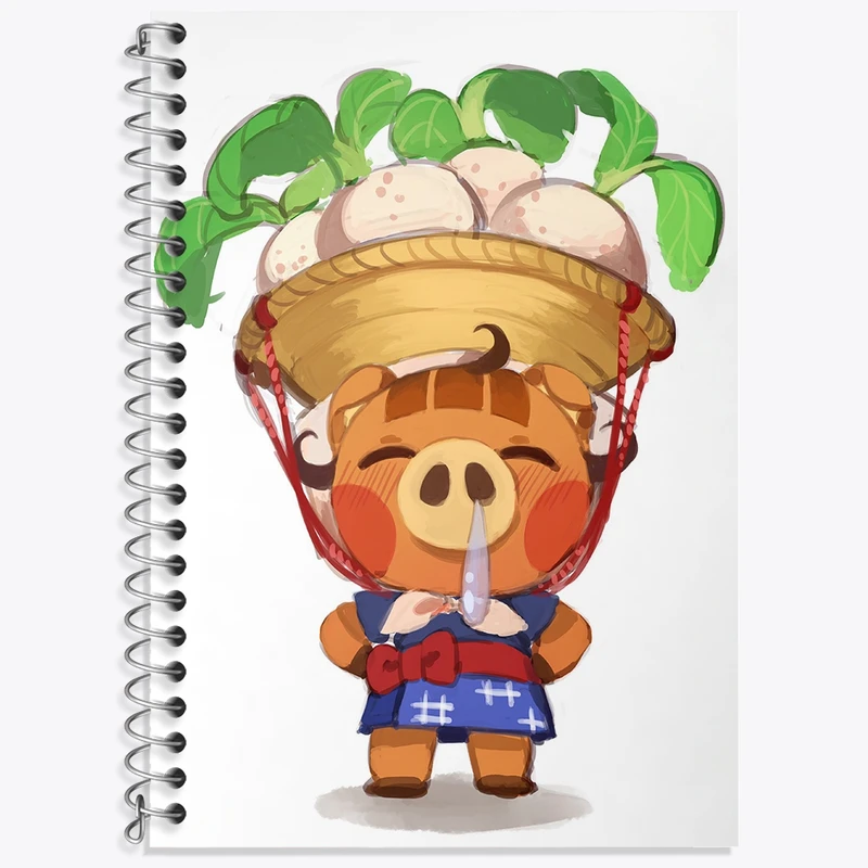 دفتر زبان 50 برگ خندالو مدل دو خط طرح بازی انیمال کراسینگ (Animal Crossing) کد 32641