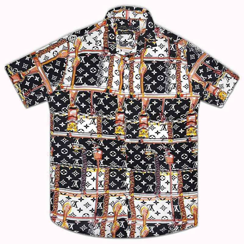 پیراهن آستین کوتاه مردانه مدل هاوایی کد 124150-18