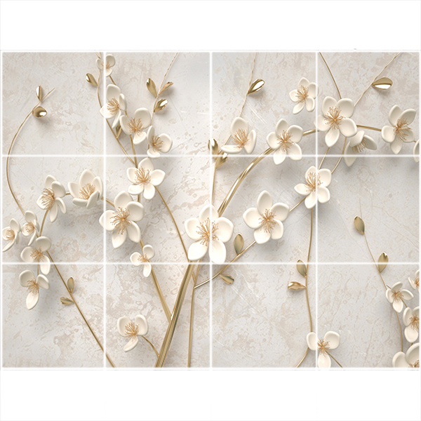 تایل سقفی طرح شاخه گل کد 3D1713-12 سایز 60x60 سانتی متر مجموعه 12عددی