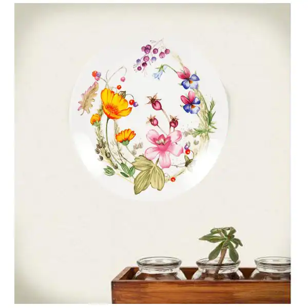 بشقاب دیوارکوب سفالی طرح گل های زیبای من کد 17 مجموعه 2 عددی