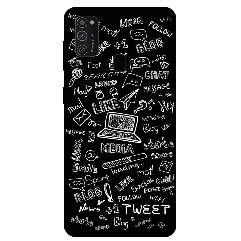 کاور مگافون طرح رسانه های اجتماعی مدل 1898 مناسب برای گوشی موبایل سامسونگ Galaxy M21 2021         
