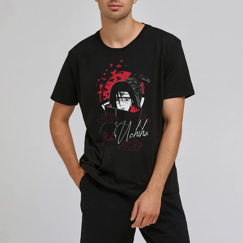 تی شرت آستین کوتاه مردانه مدل انیمه ای ناراتو شخصیت ایتاچی