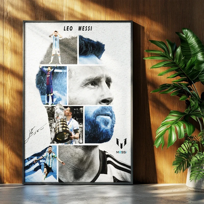تابلو بکلیت طرح لیونل مسی Lionel Messi مدل b-po1646 فریم مشکی