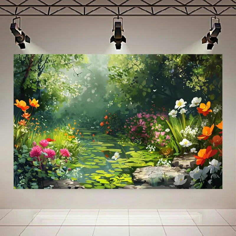 تابلو بوم طرح مخمل برکه مدل سرسبز کد  PD20893