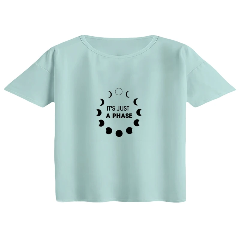 کراپ تی‌شرت آستین کوتاه زنانه مدل فاز ماه