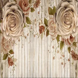 پوستر دیواری سه بعدی مدل گل برجسته زمینه چوبی DVRF1492