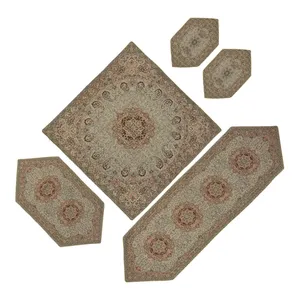 ست 5 تکه رومیزی ترمه طرح نسترن