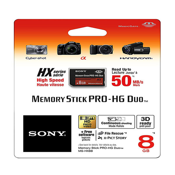 تصویر کارت حافظه Stick PRO DUO سونی مدل HX کلاس 2 استاندارد HG سرعت 60MBps ظرفیت 8 گیگابایت