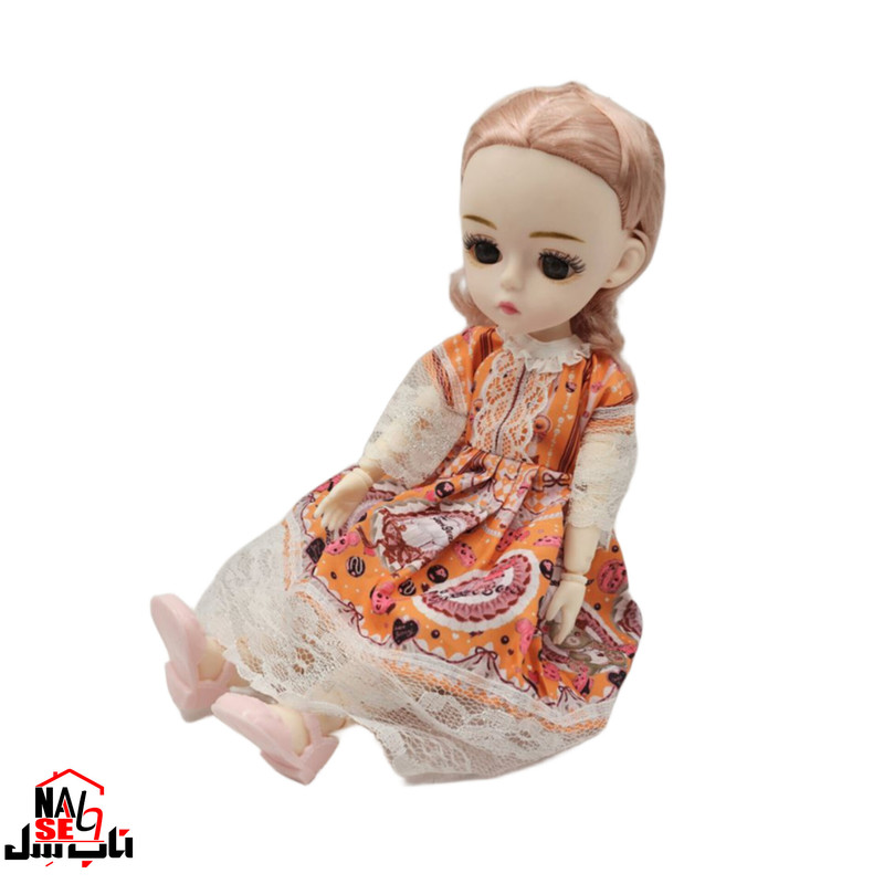 عروسک ناب سل مدل دختر چشم تیله ای کد 0028 ارتفاع 30 سانتی متر