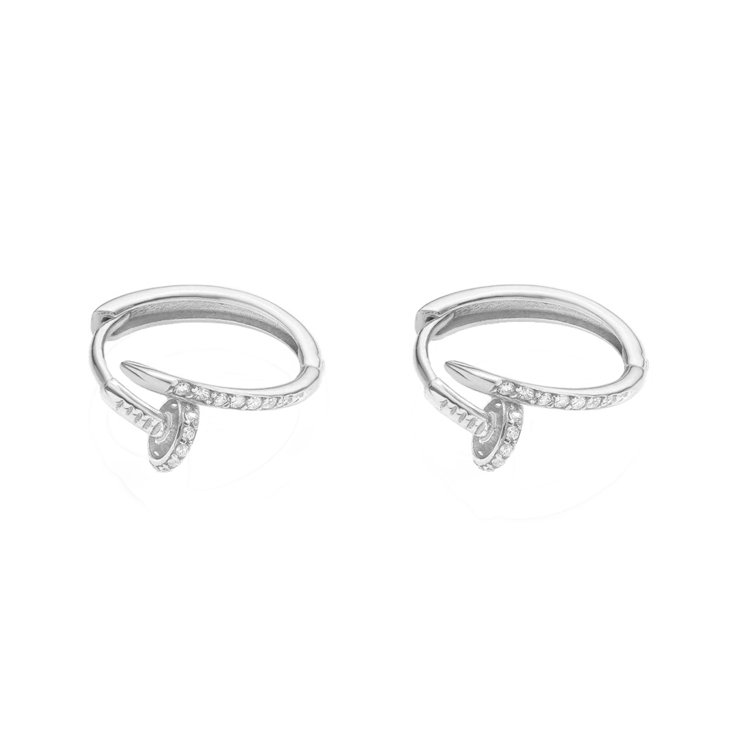 گوشواره حلقه ای طلا 18 عیار زنانه ماوی گالری مدل میخ نگین دار