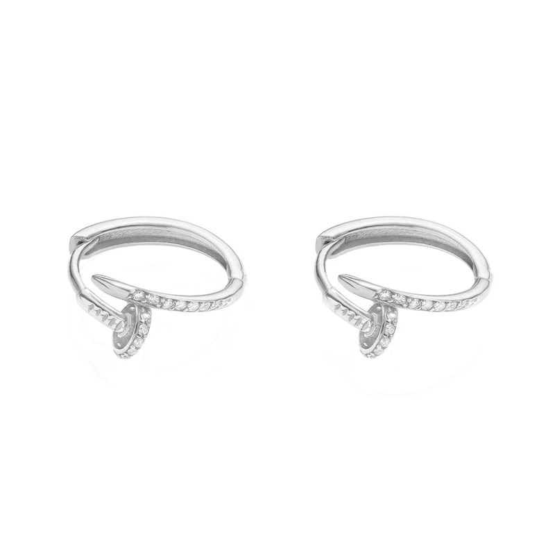 گوشواره حلقه ای طلا 18 عیار زنانه ماوی گالری مدل میخ نگین دار