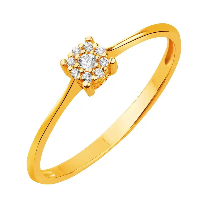 انگشتر طلا 18 عیار زنانه قیراط طرح فلاور کد GH3455