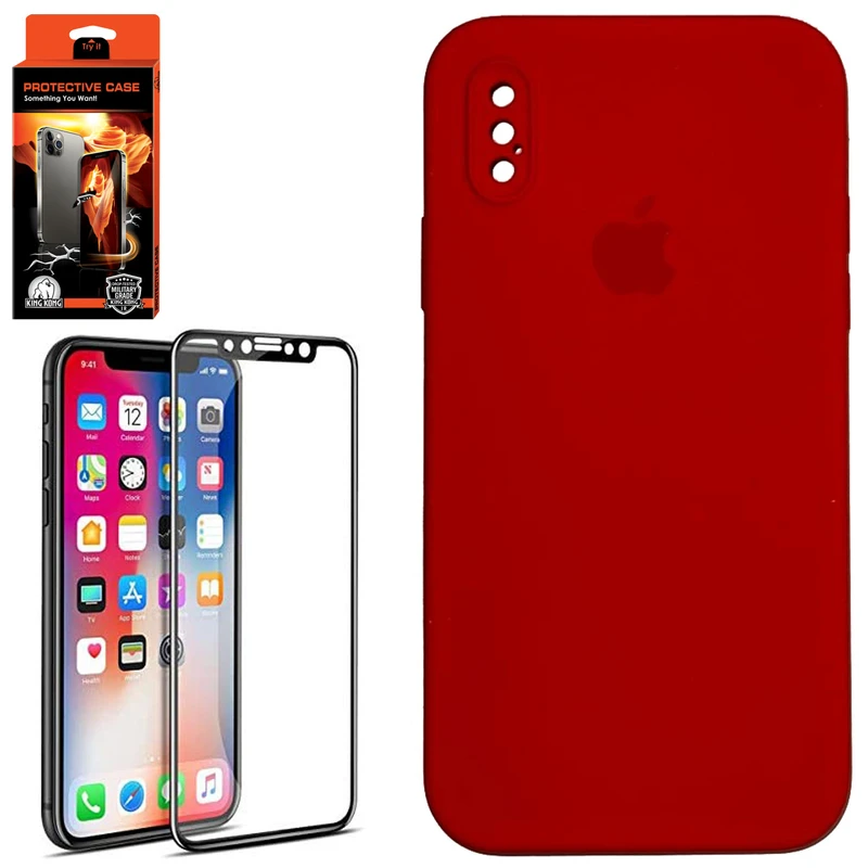 کاور کینگ کونگ مدل سیلیکون مناسب برای گوشی موبایل اپل Iphone X/XS به همراه محافظ صفحه نمایش