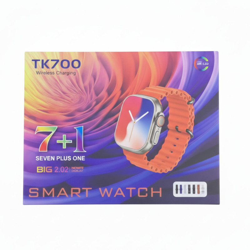 ساعت هوشمند 49 میلی متری تی کی مدل seven plus one 7+1 با بند سیلیکونی