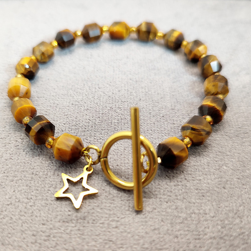 دستبند زنانه مدل چشم ببر با قفل تی