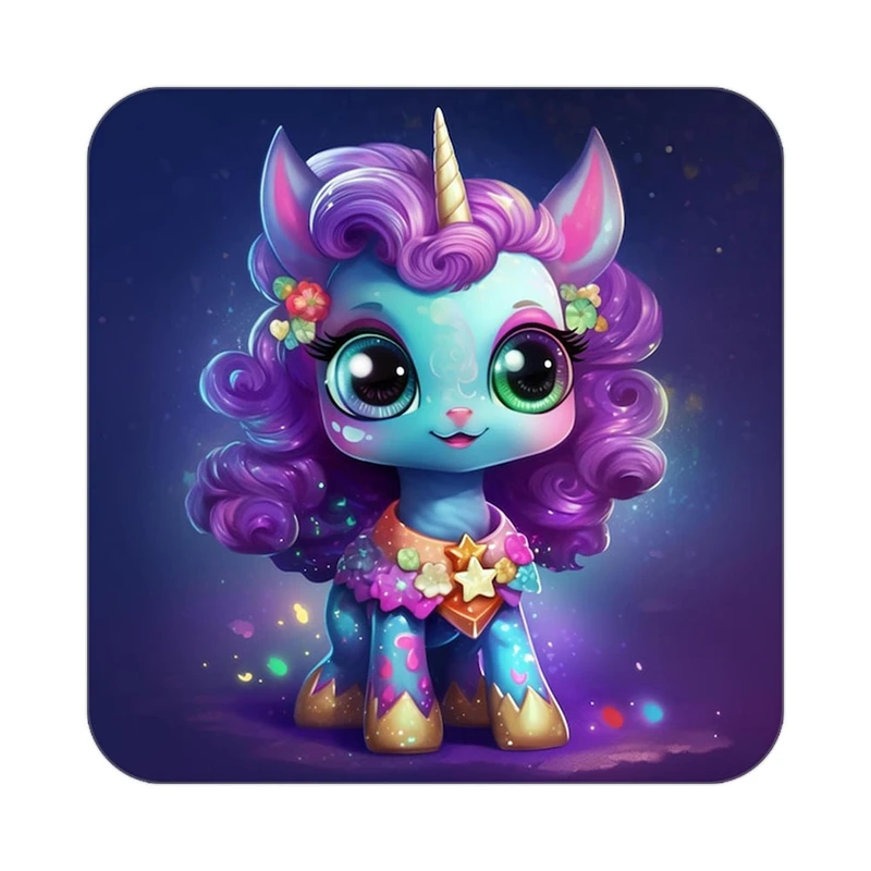 زیر لیوانی کاکتی طرح اسب تک شاخ و یونیکورن مدل mp29265