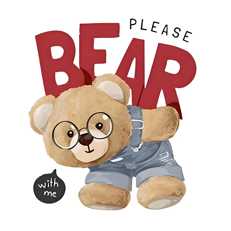 استیکر پارچه و لباس پاد آفرین مدل کارتونی طرح خرس تدی کد S3529