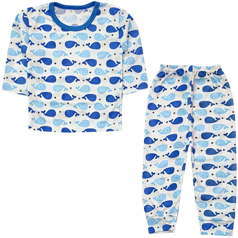 ست تی شرت آستین بلند و شلوار راحتی نوزادی مدل نهنگ کد 4123