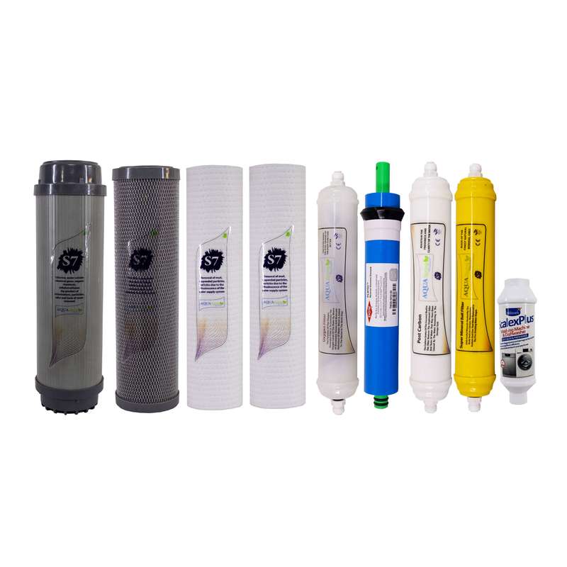 فیلتر دستگاه تصفیه آب آکوآ اسپرینگ مدل F-S7-H9A مجموعه 8 عددی به همراه رسوبگیر اسکالکس پلاس فیلتر دستگاه تصفیه آب آکوآ اسپرینگ مدل F-S7-H9A مجموعه 8 عددی به همراه رسوبگیر اسکالکس پلاس