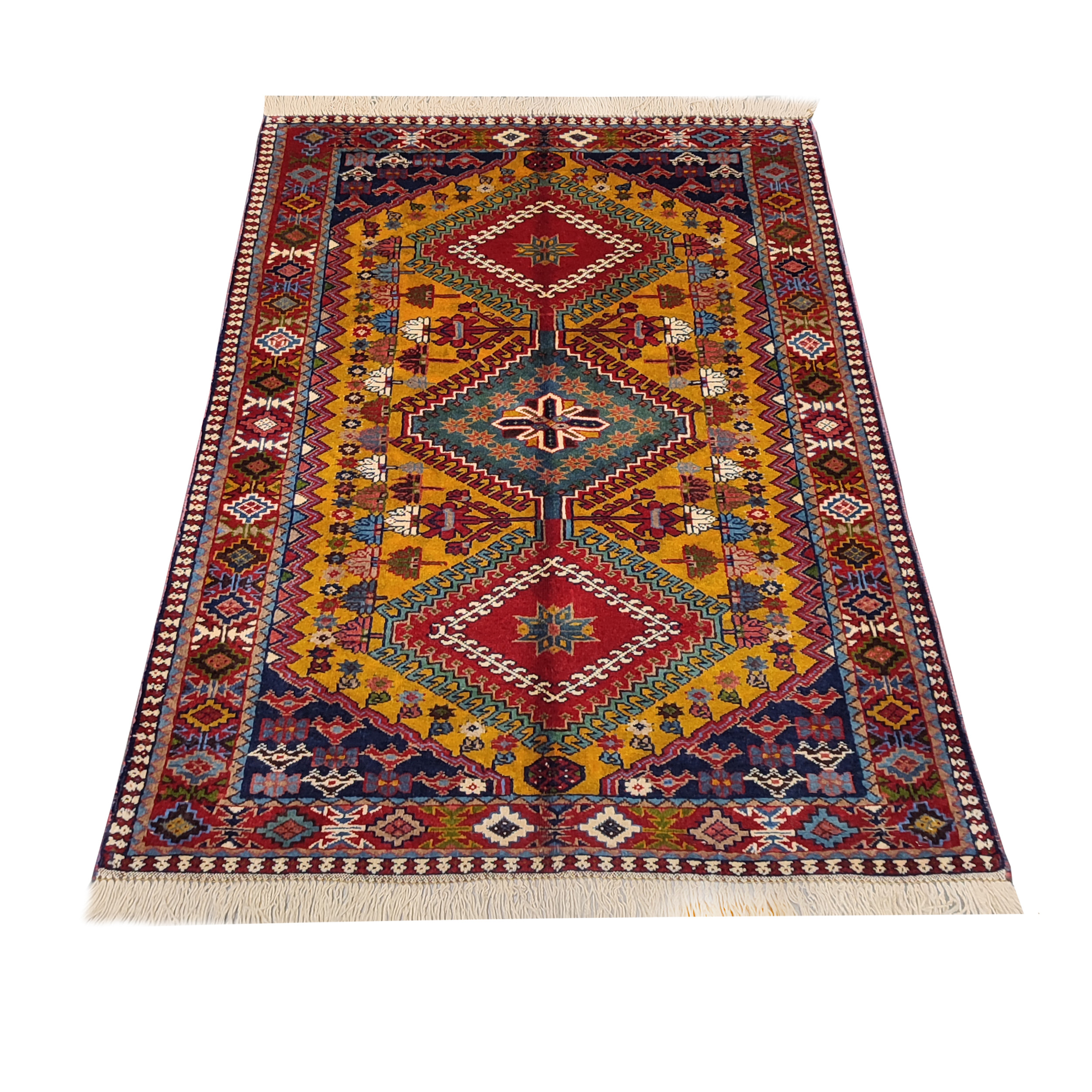 فرش دستبافت یک و نیم متری طرح لوزی کد AA476