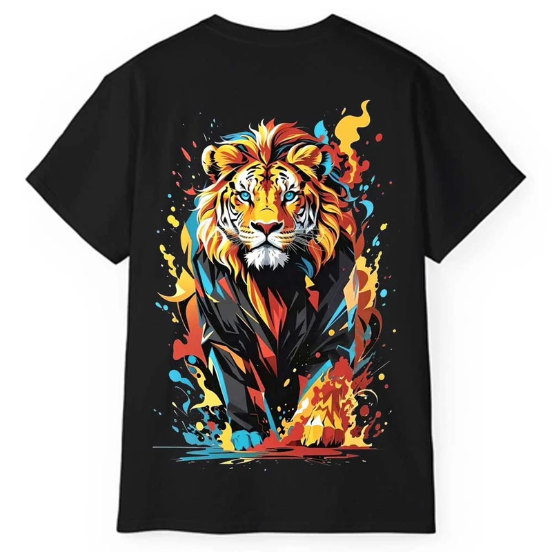 تی‌شرت آستین کوتاه مردانه پاد آفرین مدل شیر کد 1740