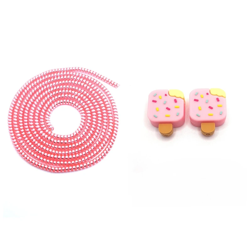 محافظ کابل شارژ و هندزفری مدل Pink Ice Cream44 بسته سه عددی 