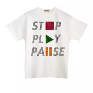 تی شرت آستین کوتاه مردانه مدل stop play pause