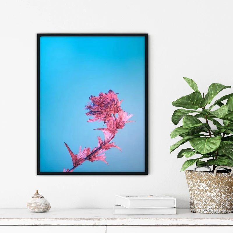 تابلو آتریسا طرح گل صورتی مدرن مدل ATFF233 فریم مشکی