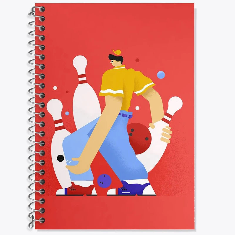 دفتر زبان 50 برگ خندالو مدل دو خط طرح بولینگ Bowling کد 28119