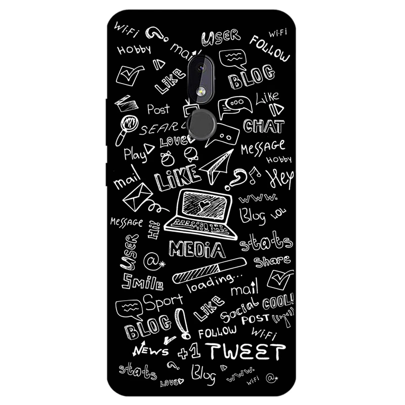 کاور مگافون طرح رسانه های اجتماعی مدل 1898 مناسب برای گوشی موبایل نوکیا C3     
