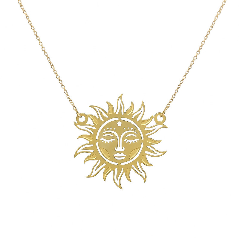 گردنبند طلا 18 عیار زنانه با زنجیر حلقه‌ای (فلامینگو) لاوندر گیفت مدل خورشید