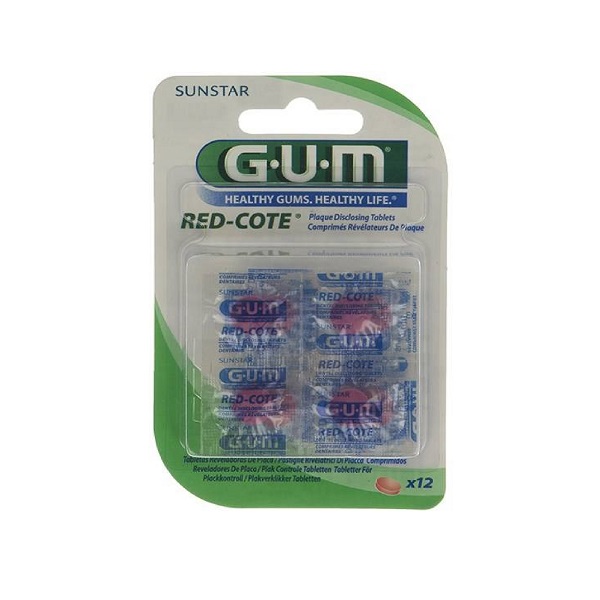 قرص نمایان کننده پلاک دندان جی یو ام مدل Red-Cote بسته 12 عددی