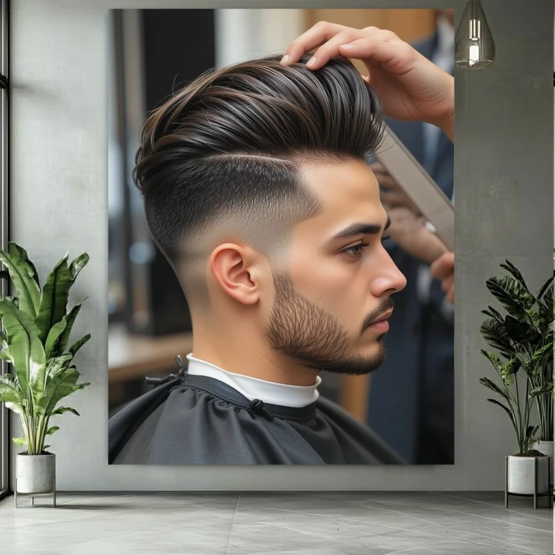 پوستر پارچه ای طرح مخمل آرایشگاه مردانه مدل موی جذاب کد M411