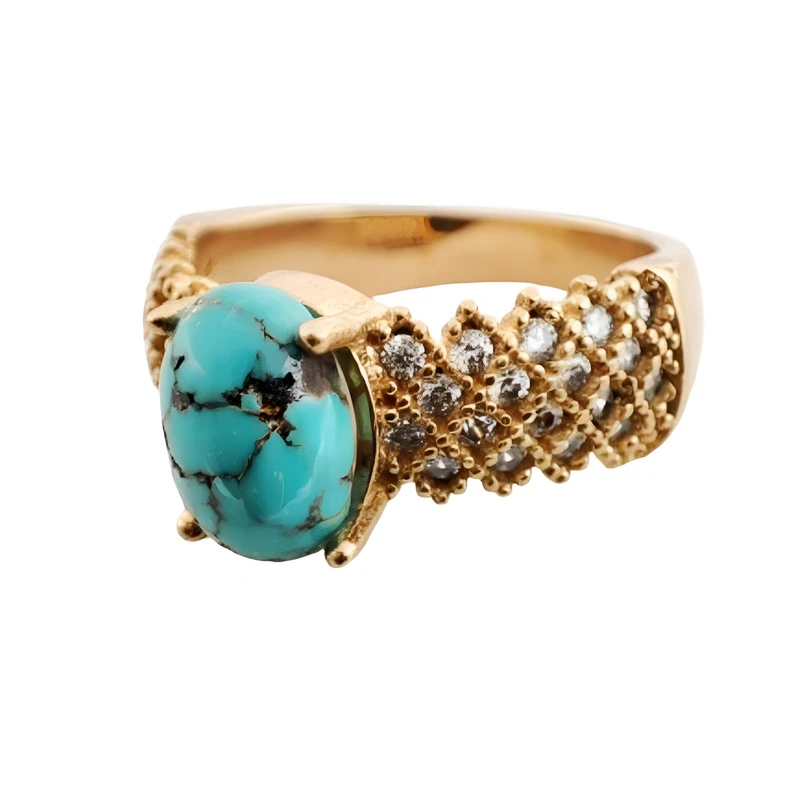 انگشتر زنانه مدل طلا روس فیروزه اصل q033