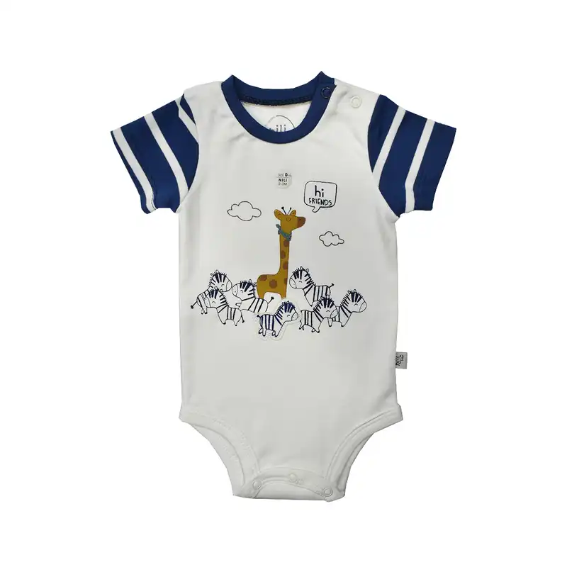 ست بادی آستین کوتاه و شلوارک پسرانه نیلی مدل firend s 2022