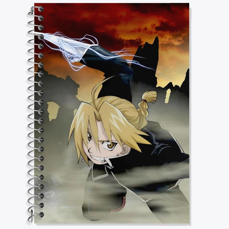 دفتر زبان 50 برگ خندالو مدل سه خط طرح ادوارد الریک انیمه کیمیاگر تمام فلزی کد 12673