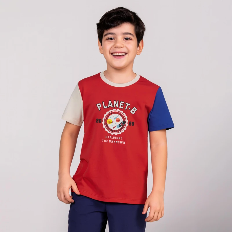 تی شرت آستین کوتاه پسرانه مون‌سا مدل فضا