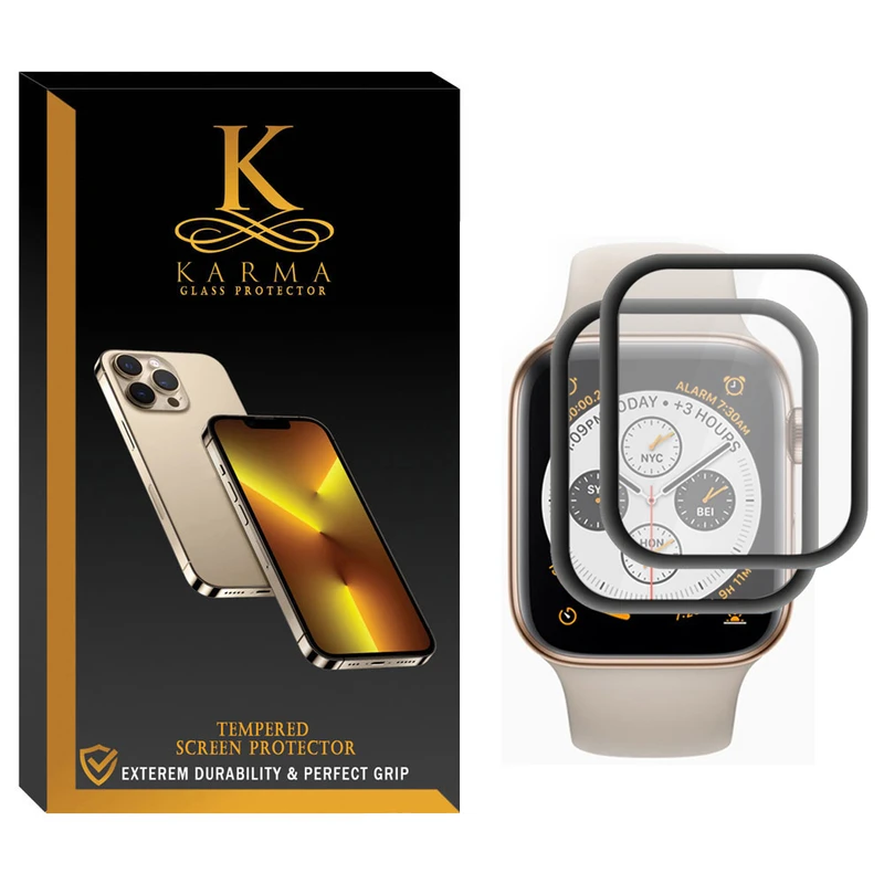 محافظ صفحه نمایش کارما مدل KA_07 مناسب برای ساعت هوشمند اپل Apple Watch Series 5 SE Aluminum Case 44mm  بسته دو عددی