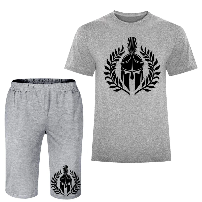 ست تی شرت آستین کوتاه و شلوارک راحتی مردانه مدل کلاه خود کد A275 رنگ طوسی