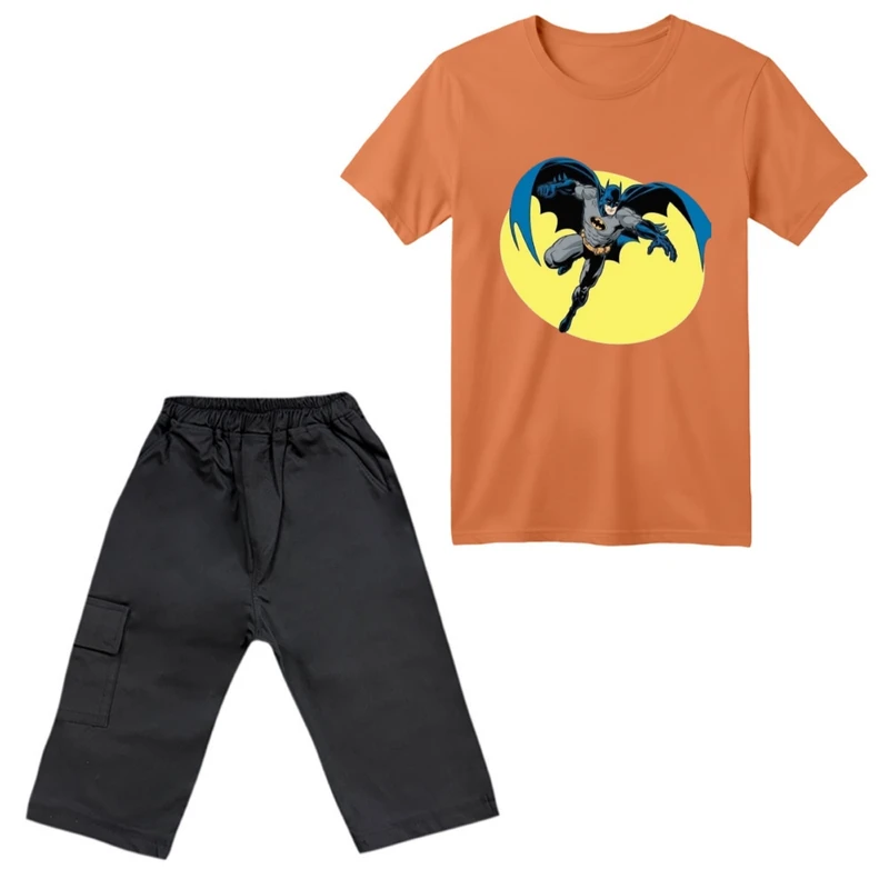 ست تی‌شرت آستین کوتاه و شلوارک پسرانه مدل بتمن کد ۲۴