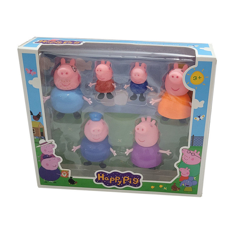 فیگور طرح پپاپیگ مدل Happy pig کد 200 مجموعه 6 عددی