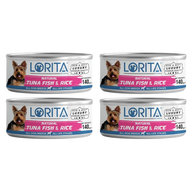 کنسرو غذای سگ لوریتا مدل NATURAL TUNA & RICE وزن 140 گرم مجموعه 4 عددی