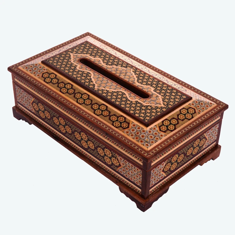 جعبه دستمال کاغذی خاتم کاری هنرلوکس مدل CM10 