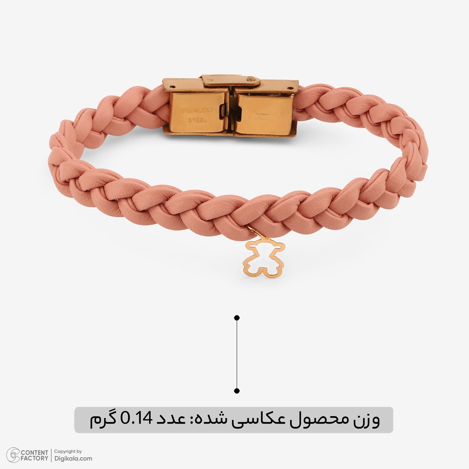 دستبند طلا 18 عیار زنانه با بند چرمی وی گالری مدل تدی کد LBB6264 -  - 4