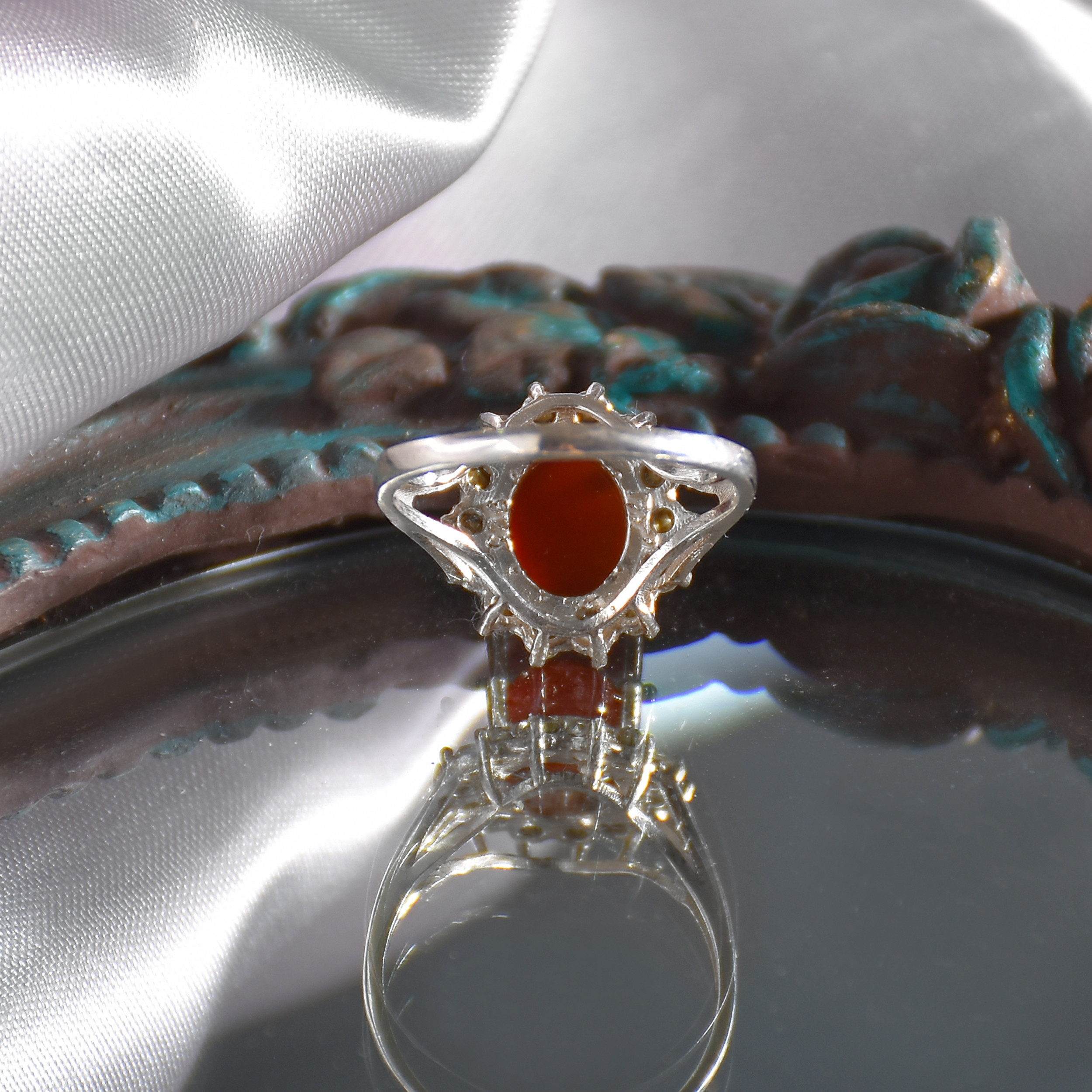 انگشتر نقره زنانه نقره جات لطفی مدل عقیق کد ANSH03